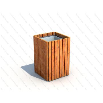 Урна из дерева на металлическом каркасе