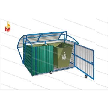 Контейнерная площадка для мусора с опрокидывающимся верхом на 2 контейнера