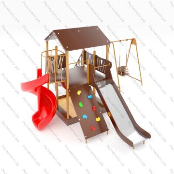 ДИК Форт Боярд 03 ЭКО с качелями и винтовой горкой