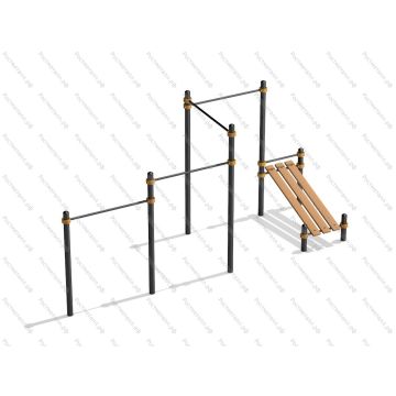 Скамья для пресса с четырьмя турниками