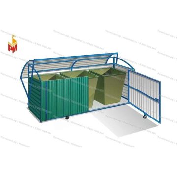 Контейнерная площадка для мусора с опрокидывающимся верхом на 3 контейнера