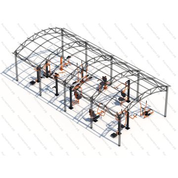 Теневой навес с  комплектом уличных тренажеров из 10-ти тренажеров