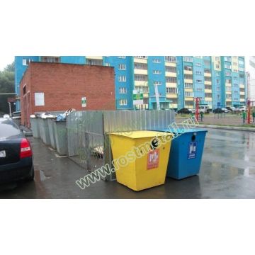 Контейнер металлический 0,75м3 для раздельного сбора мусора - для пластика