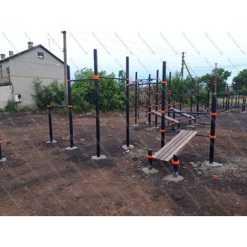 Скамья для пресса с четырьмя турниками