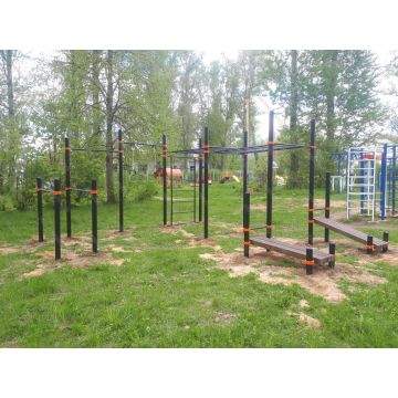 Рукоход двухуровневый с лестницей и двумя турниками