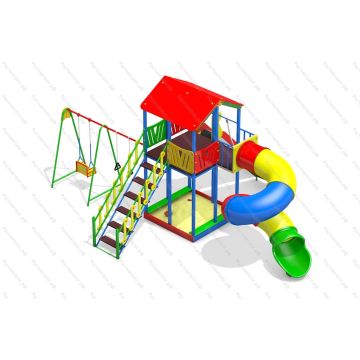 ДИК Форт Боярд 02 с качелями и винтовой горкой