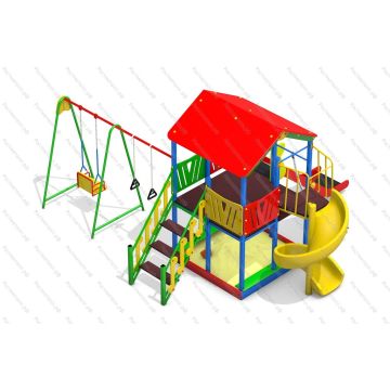 ДИК Форт Боярд 03 с качелями и винтовой горкой