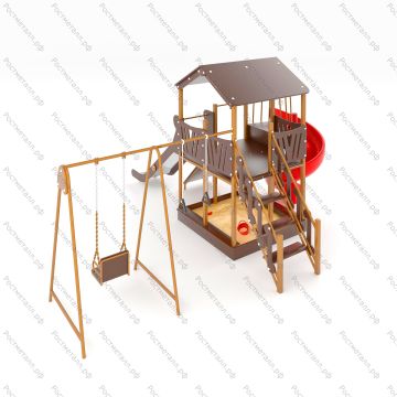 ДИК Форт Боярд 03 ЭКО с качелями и винтовой горкой
